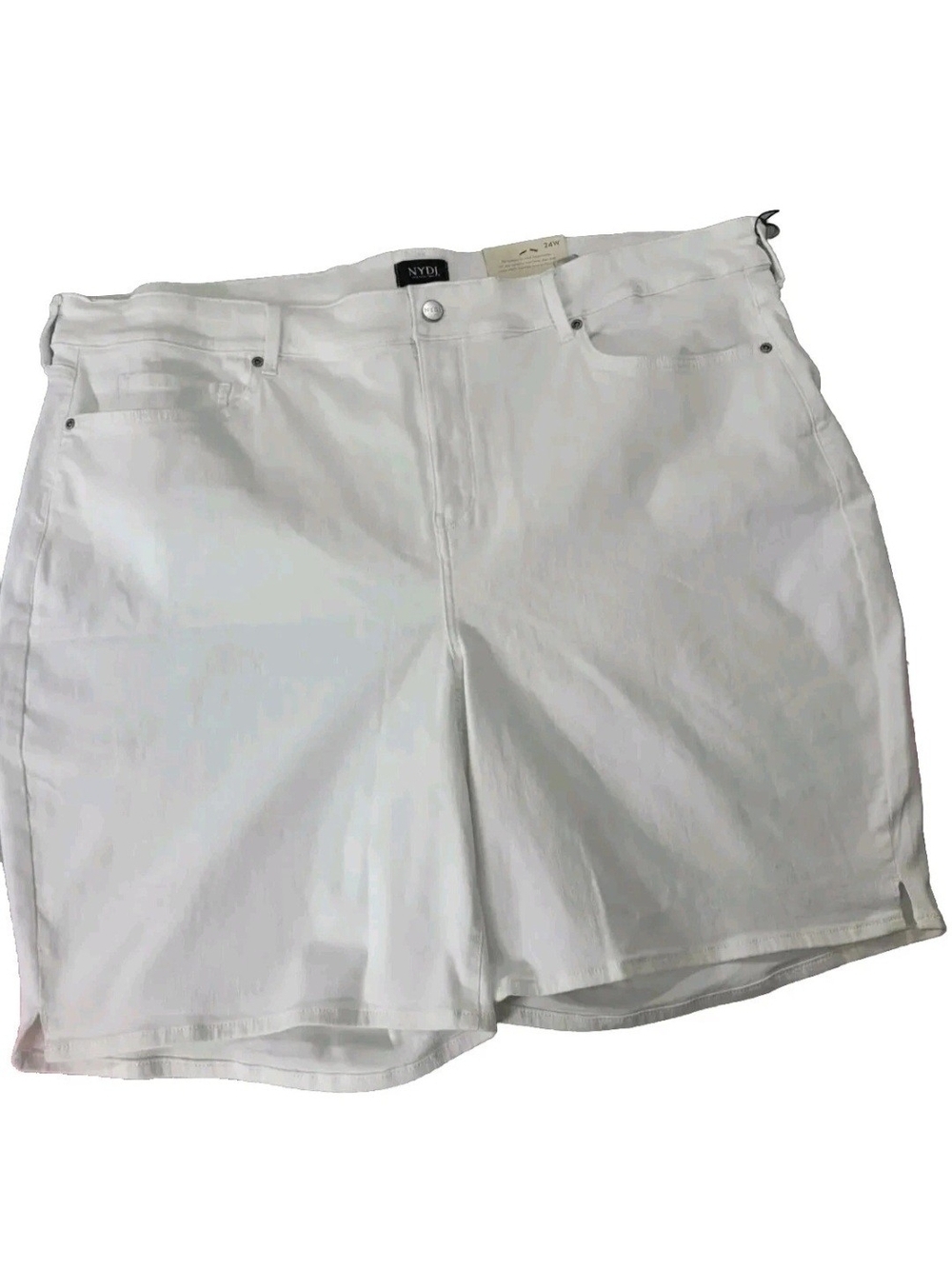 Nydj Women's Shorts Plus Size 24W Ella Side Slits Optic White Stretch New 20